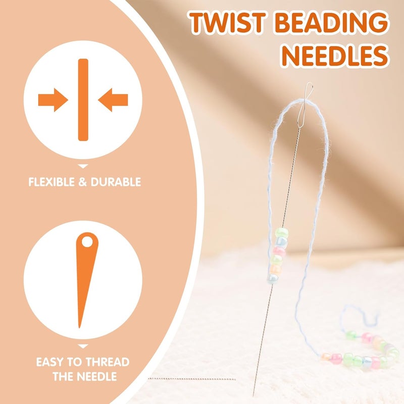 UOOU Beading Needles, 6 Pcs Twist Seed Bead Needles, Fine 0.024, Diameter 5.1 inches Length Twisted Wire Collapsible Eye Beading Needle for Jewelry Making - Image 3